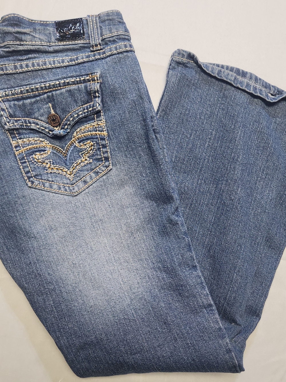 Royal Blue Size 9 / 30 Women's Jeans Boot Cut Low Rise Denim Med Wash 32x30